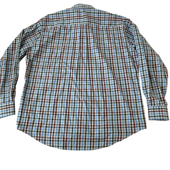 Peter Millar Long Sleeve Button Down Shirt Men's Size XL Blue & Burgundy Plaid - Picture 5 of 5